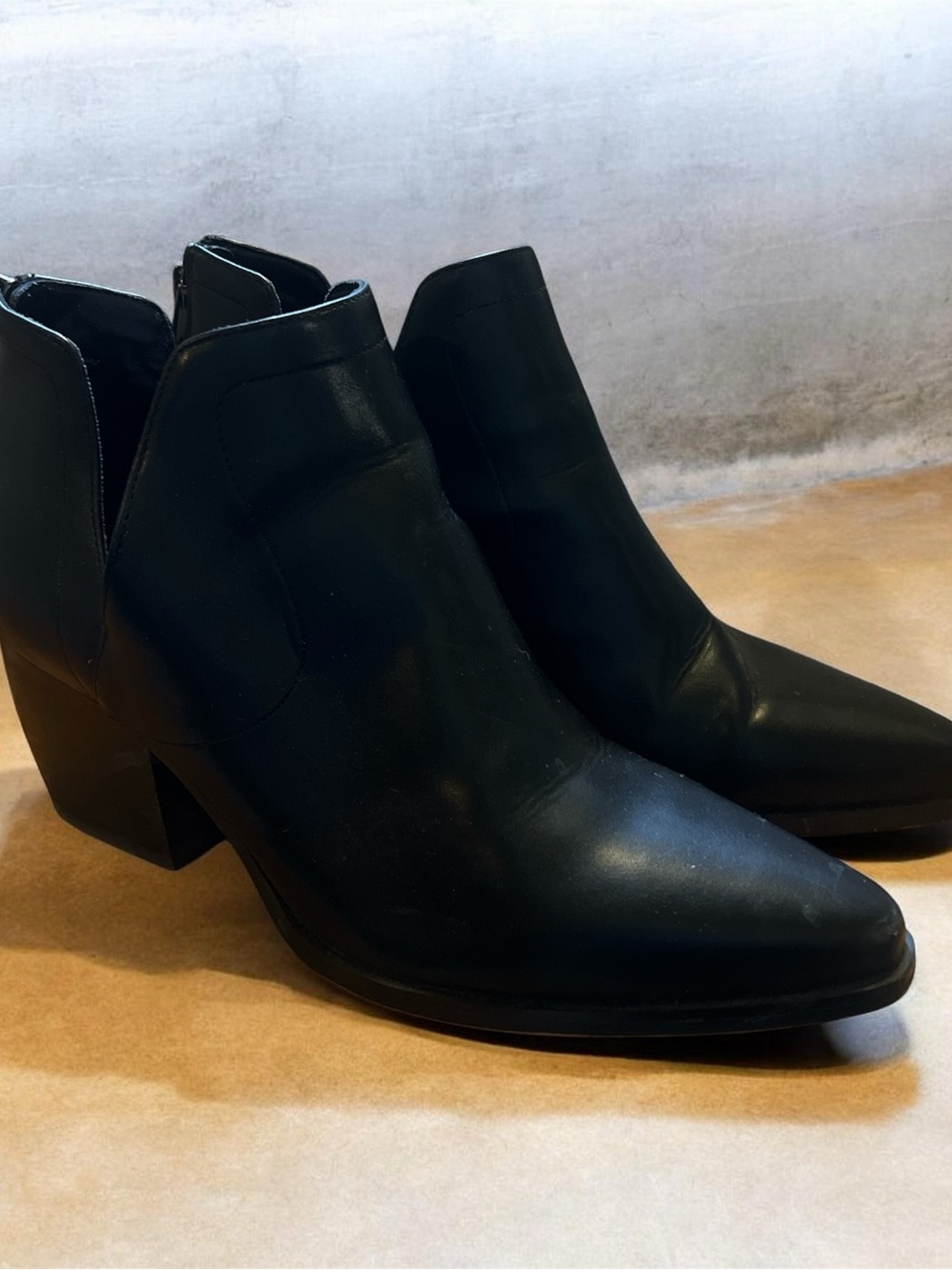 Vince Camuto Black Pointed Toe Ankle Booties